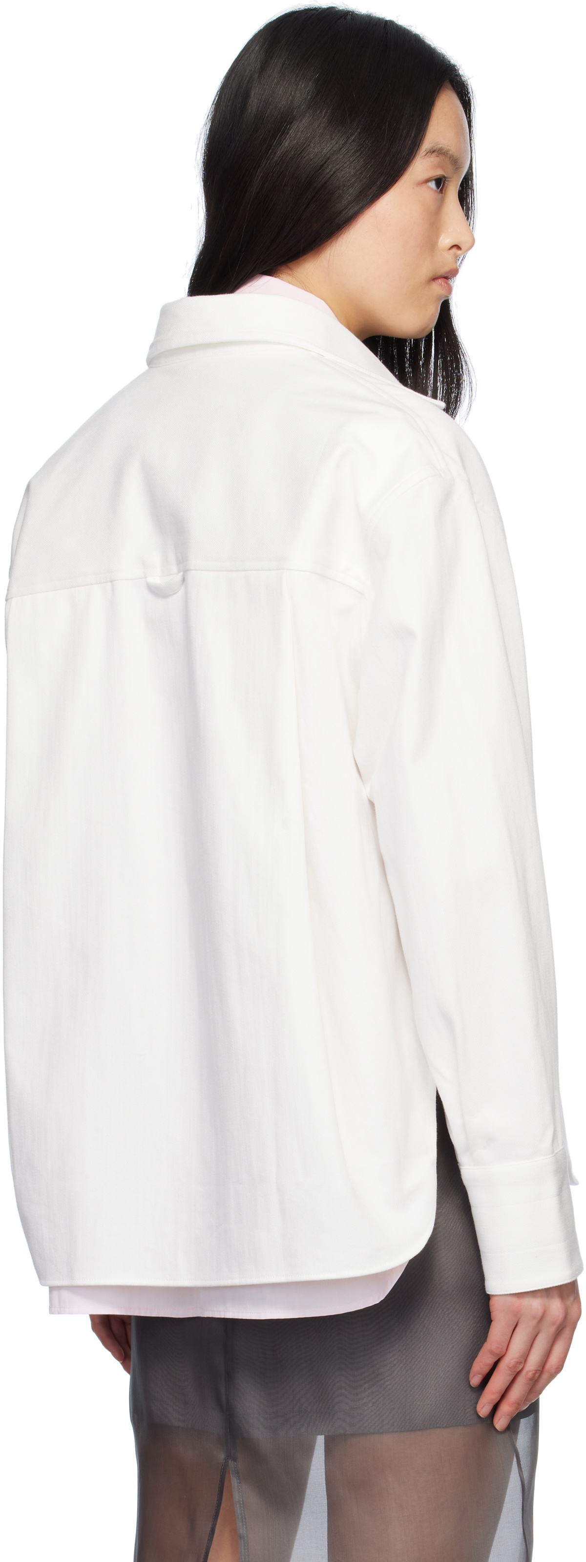 Maria McManus Off-White Oversized Snap Denim Shirt