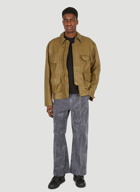 Pockets Leather Jacket in Khaki