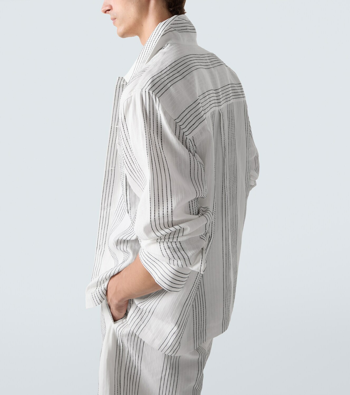 Commas Kantha striped cotton overshirt