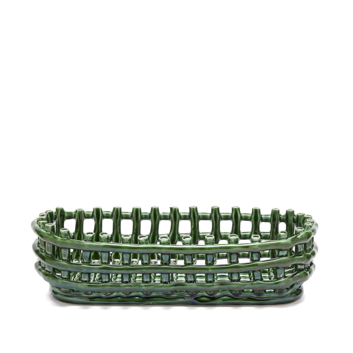 Photo: ferm LIVING Ceramic Basket - Oval in Emerald Green 