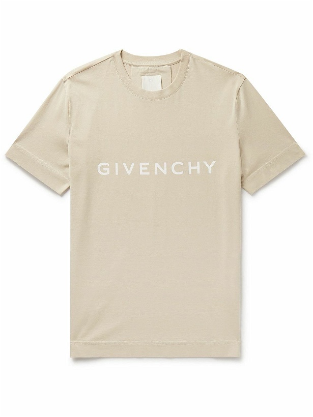 Photo: Givenchy - Archetype Logo-Print Cotton-Jersey T-Shirt - Neutrals