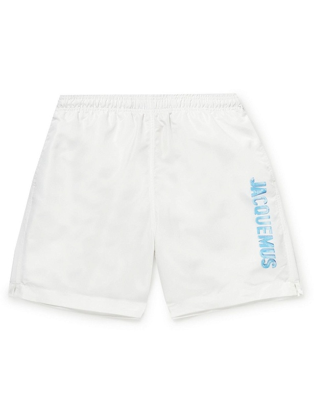 Photo: Jacquemus - Mid-Length Logo-Print Recycled Swim Shorts - White