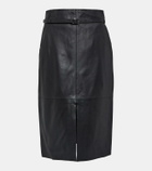 Yves Salomon Leather midi skirt