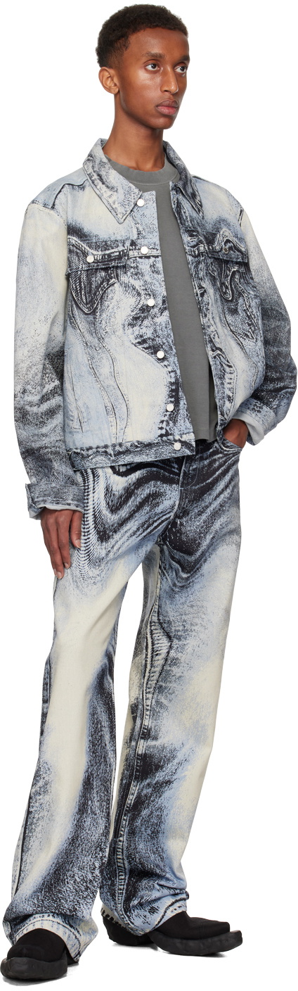 CAMPERLAB Blue Distorted Print Denim Jacket