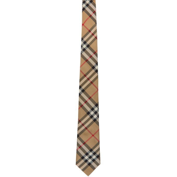 Photo: Burberry Beige Silk Vintage Check Modern Cut Tie