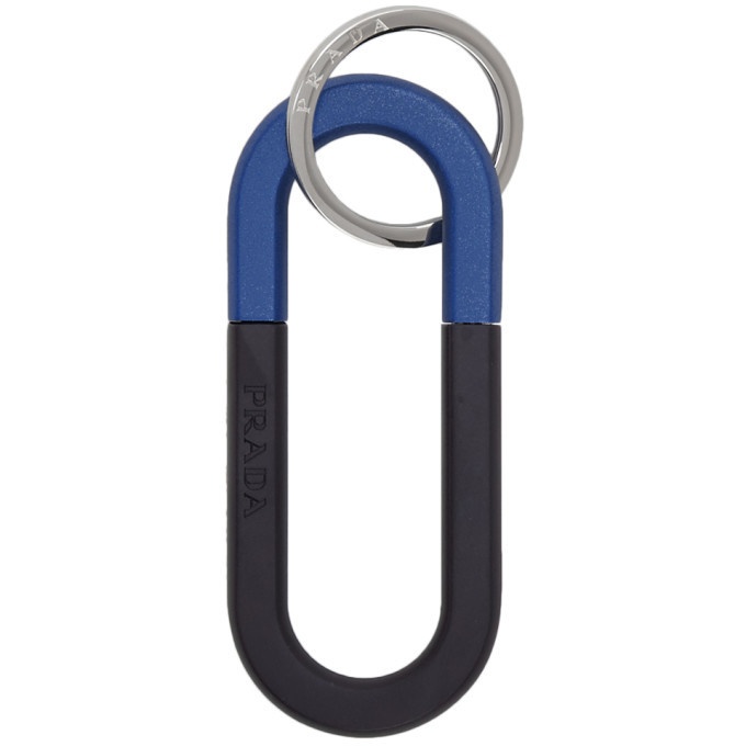 Photo: Prada Black and Blue Metal Tech Keychain