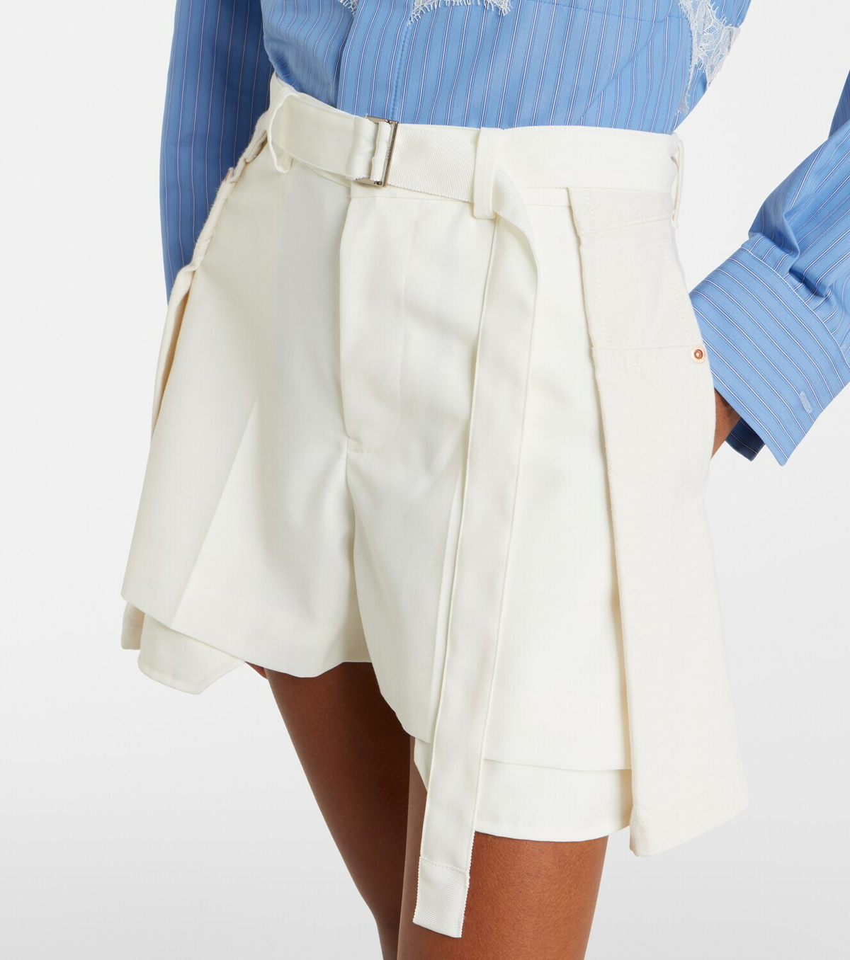 Sacai Paneled denim shorts