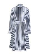 Polo Ralph Lauren Logo-embroidered Striped Cotton-poplin Midi Shirt Dress Blue