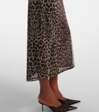 Saint Laurent Leopard-print tulle slip dress