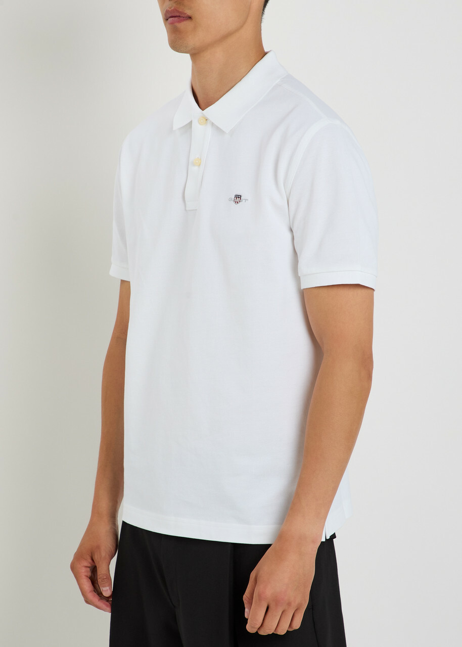 Gant Logo-embroidered Piqué Cotton Polo Shirt White