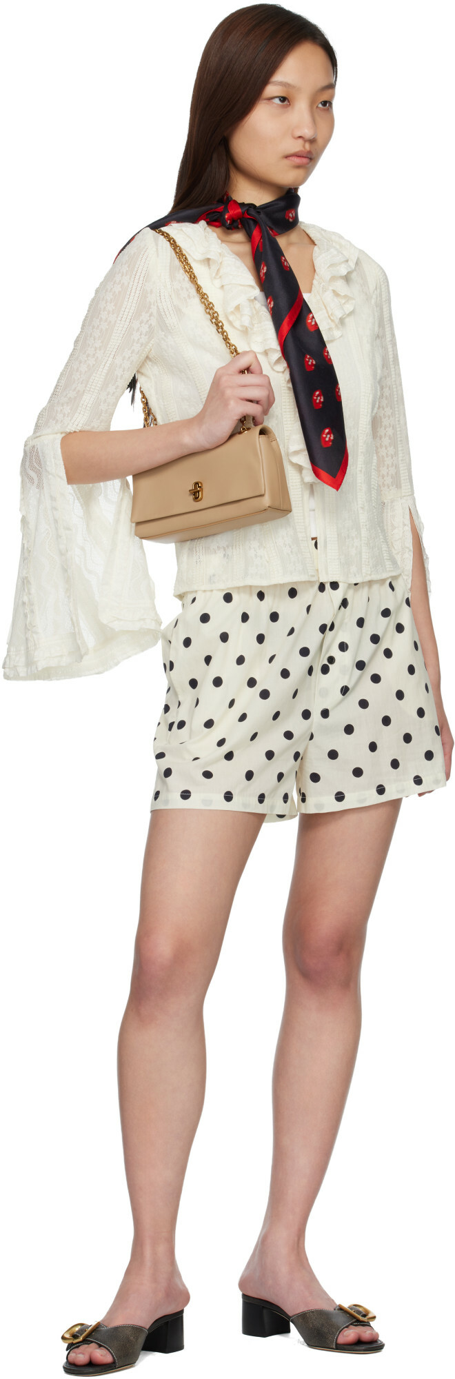 Marc Jacobs Black Blurred Lips Square Scarf