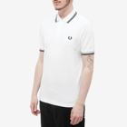 Fred Perry Men's Slim Fit Twin Tipped Polo Shirt in White