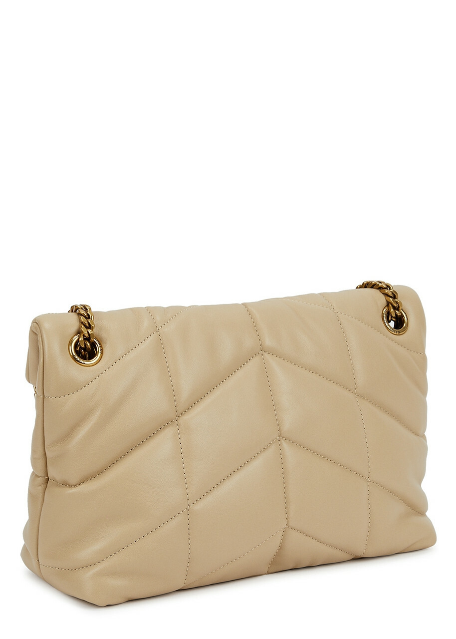 Saint Laurent - Women's Puffer Cream Small Leather Shoulder Bag - Adjustable Chain Shoulder Strap - One Size
