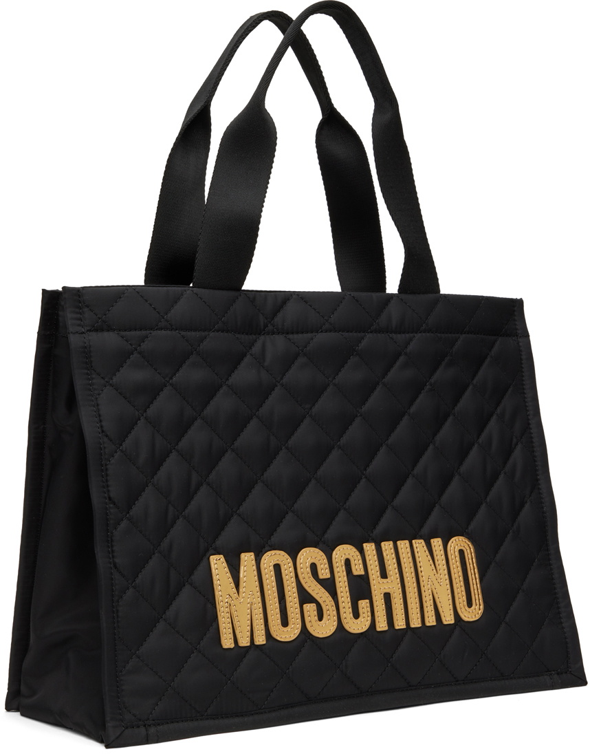 Moschino Black Quilted Logo Tote Moschino