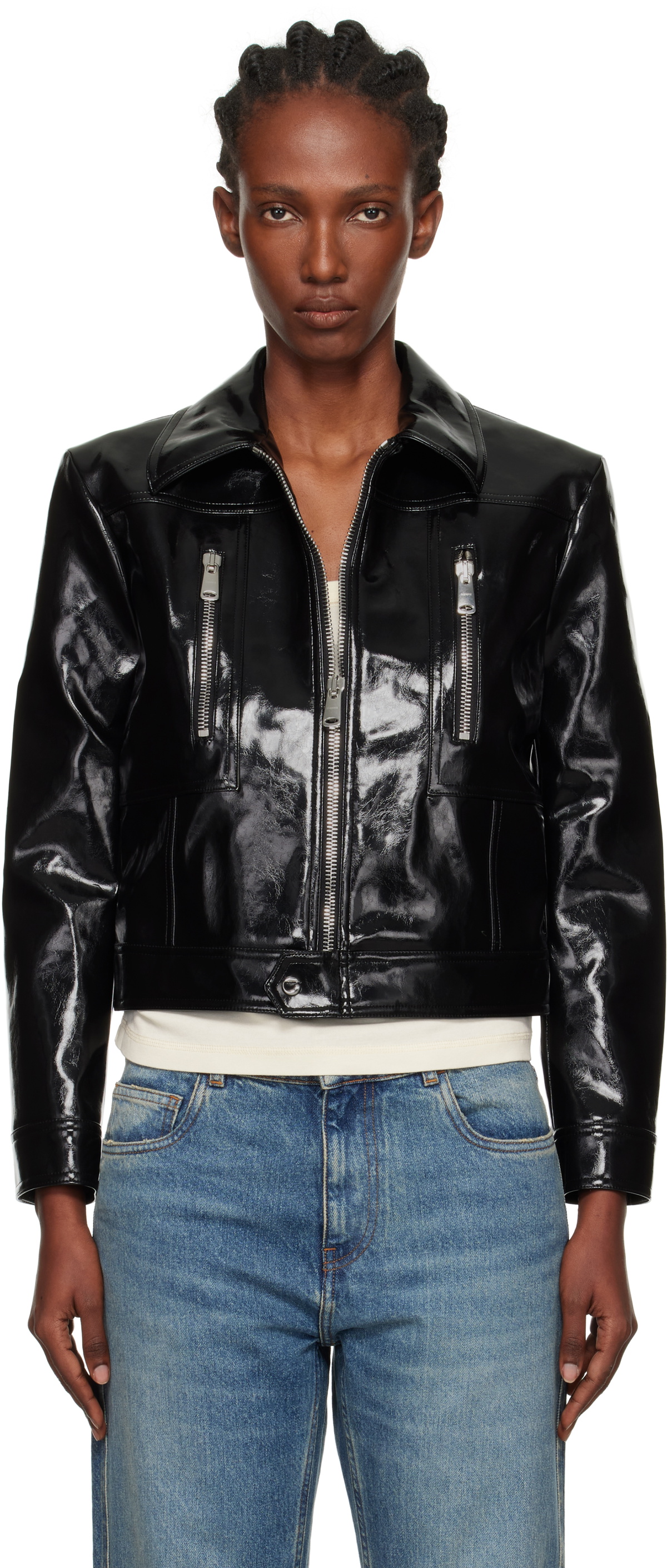 Coperni Black Cactus Faux-Leather Jacket