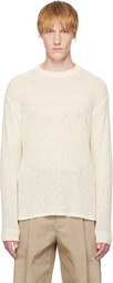 YOKE Off-White Cotton Sheer Sweater