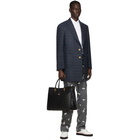 Thom Browne Navy Tweed Harris Chesterfield Sack Coat