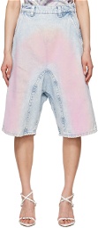 Y/Project Blue & Pink Souffle Denim Shorts