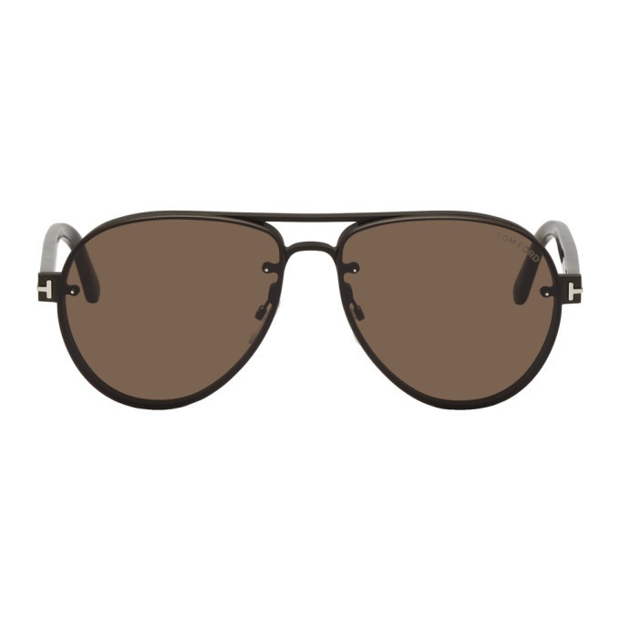 Photo: Tom Ford Black and Brown Alexei-02 Sunglasses