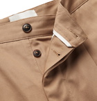 AMI PARIS - Tapered Cropped Pleated Cotton-Twill Trousers - Neutrals