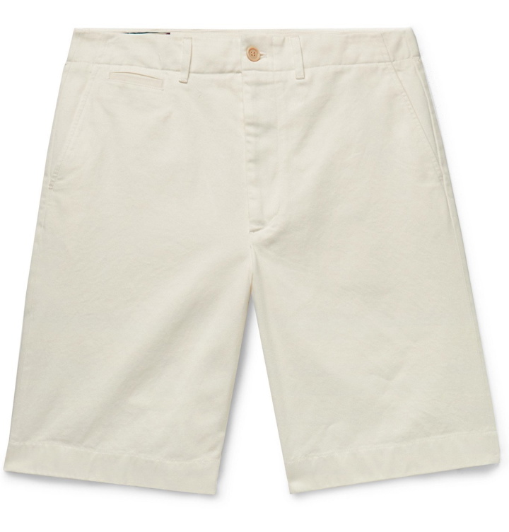 Photo: GUCCI - Logo-Appliquéd Cotton-Drill Shorts - Neutrals