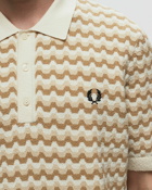 Fred Perry Boucle Jacquard Knitted Shirt White - Mens - Shortsleeves