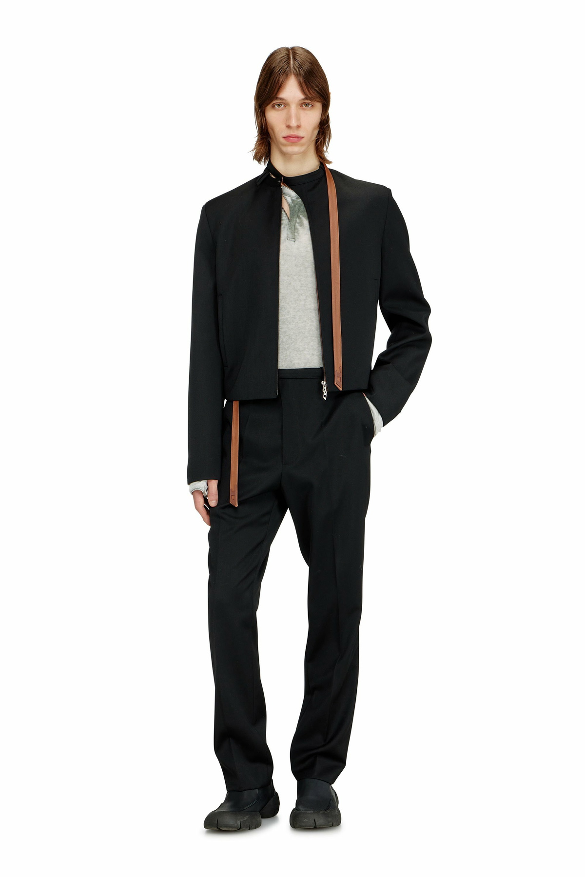 Diesel Tailored jacket with biker neck strap - Jackets Mens in Black