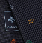 Gucci - 7.5cm Appliquéd Textured-Silk Tie - Blue