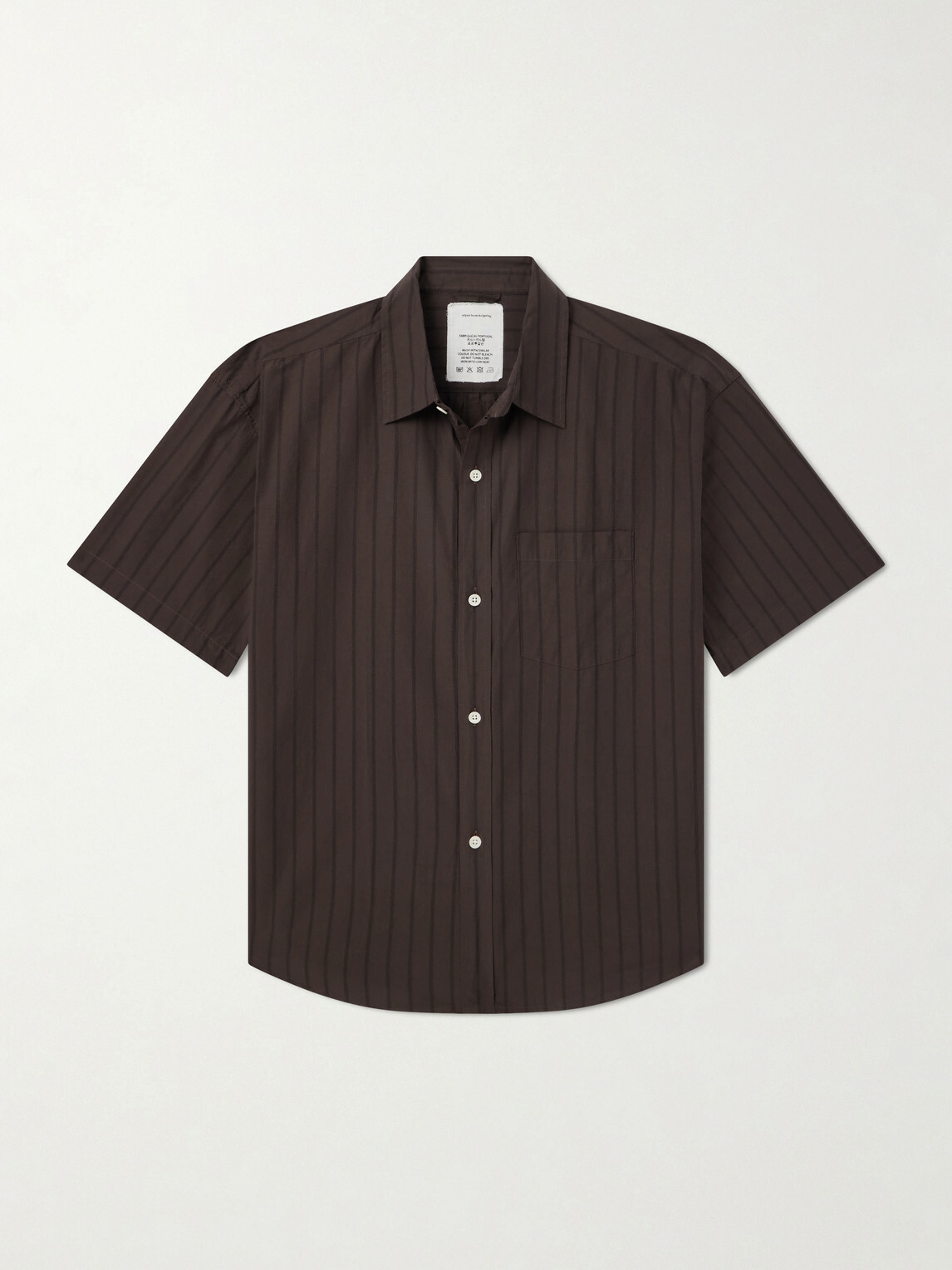 mfpen - New Input Striped Cotton-Poplin Shirt - Brown