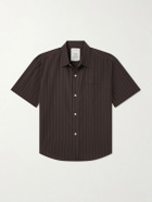 mfpen - New Input Striped Cotton-Poplin Shirt - Brown