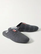 Thom Browne - Grosgrain-Trimmed Wool and Cashmere-Blend Flannel Slippers - Gray