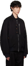 DEVOA Black Wool Bomber Jacket