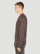 Moon Motif Long Sleeve Top in Brown