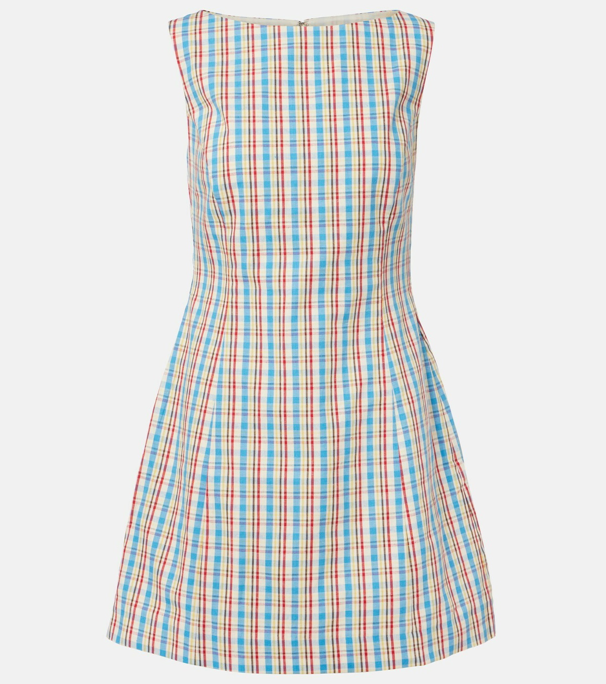 Faithfull Lydie checked cotton and linen minidress