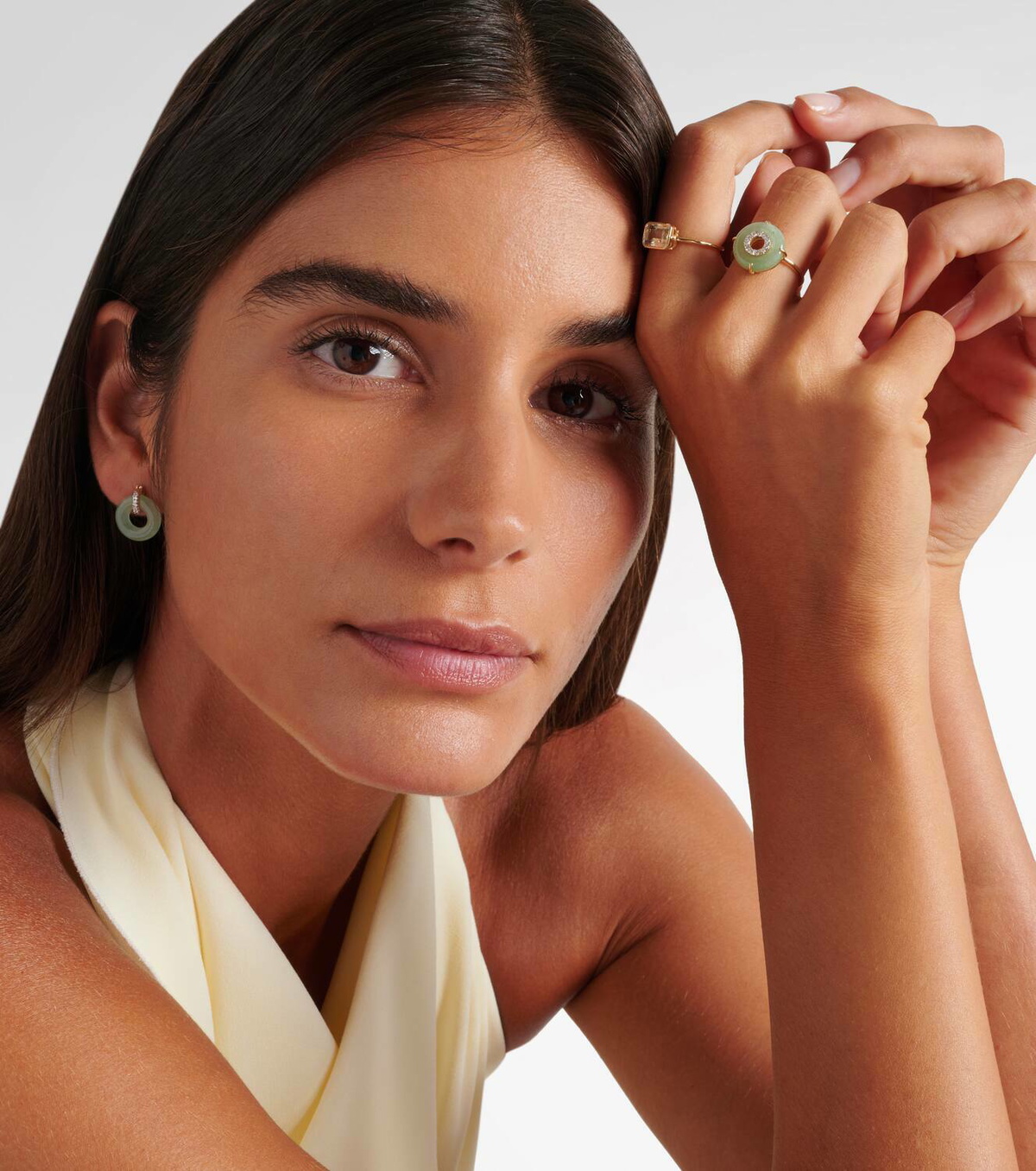 Mateo 14kt gold ring with jade and diamonds