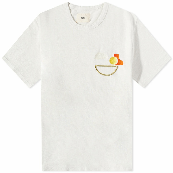 Photo: Folk Men's Embroidered T-Shirt in Off White