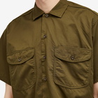 Beams Plus Men's WORK Twill Short Sleeve Shirt in Olive