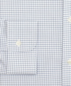 Brooks Brothers Men's Stretch Madison Relaxed-Fit Dress Shirt, Non-Iron Poplin Ainsley Collar Small Grid Check | Navy