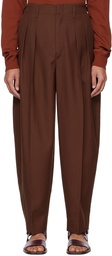 LEMAIRE Brown Pleated Tapered Trousers