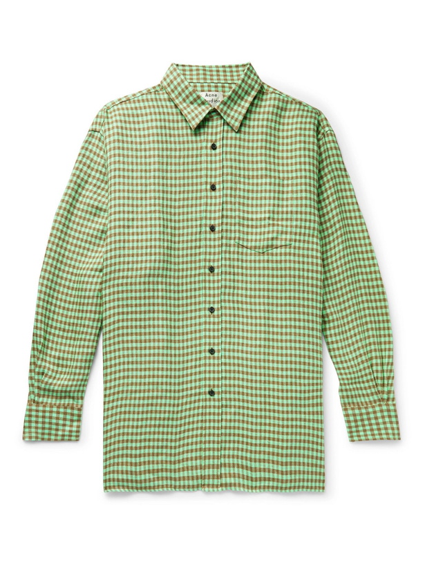 Photo: ACNE STUDIOS - Oversized Gingham Linen Shirt - Green