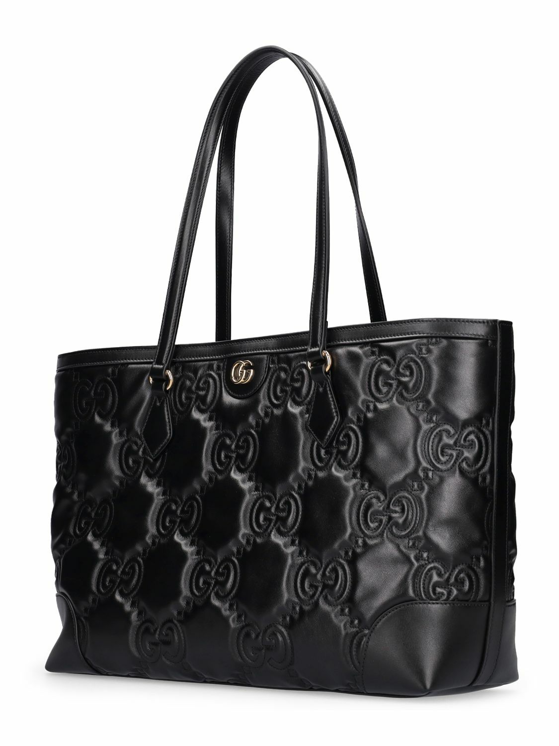 GUCCI グッチ OPHIDIA GGマトラッセ ミディアムトート レザー 黒 GUCCI - Ophidia Gg Matelassé Leather Tote Bag Gucci