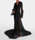 Mônot Draped crêpe maxi skirt