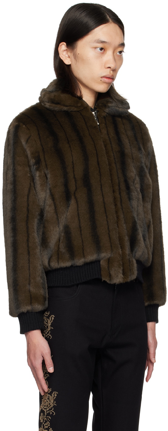 Ernest W. Baker Brown Harrington Faux-Fur Jacket Ernest W. Baker