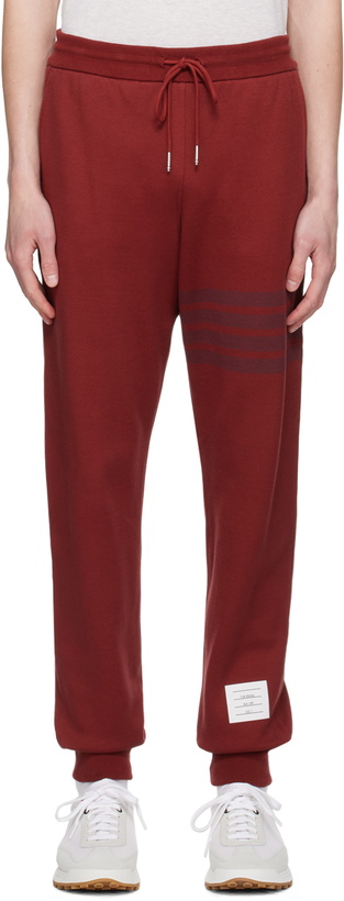 Photo: Thom Browne Burgundy 4-Bar Lounge Pants