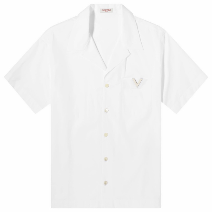 Photo: Valentino Men's V Detail Vacation Shirt in Bianco