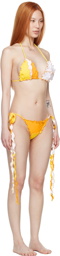Sherris Yellow & White Nylon Bikini Set