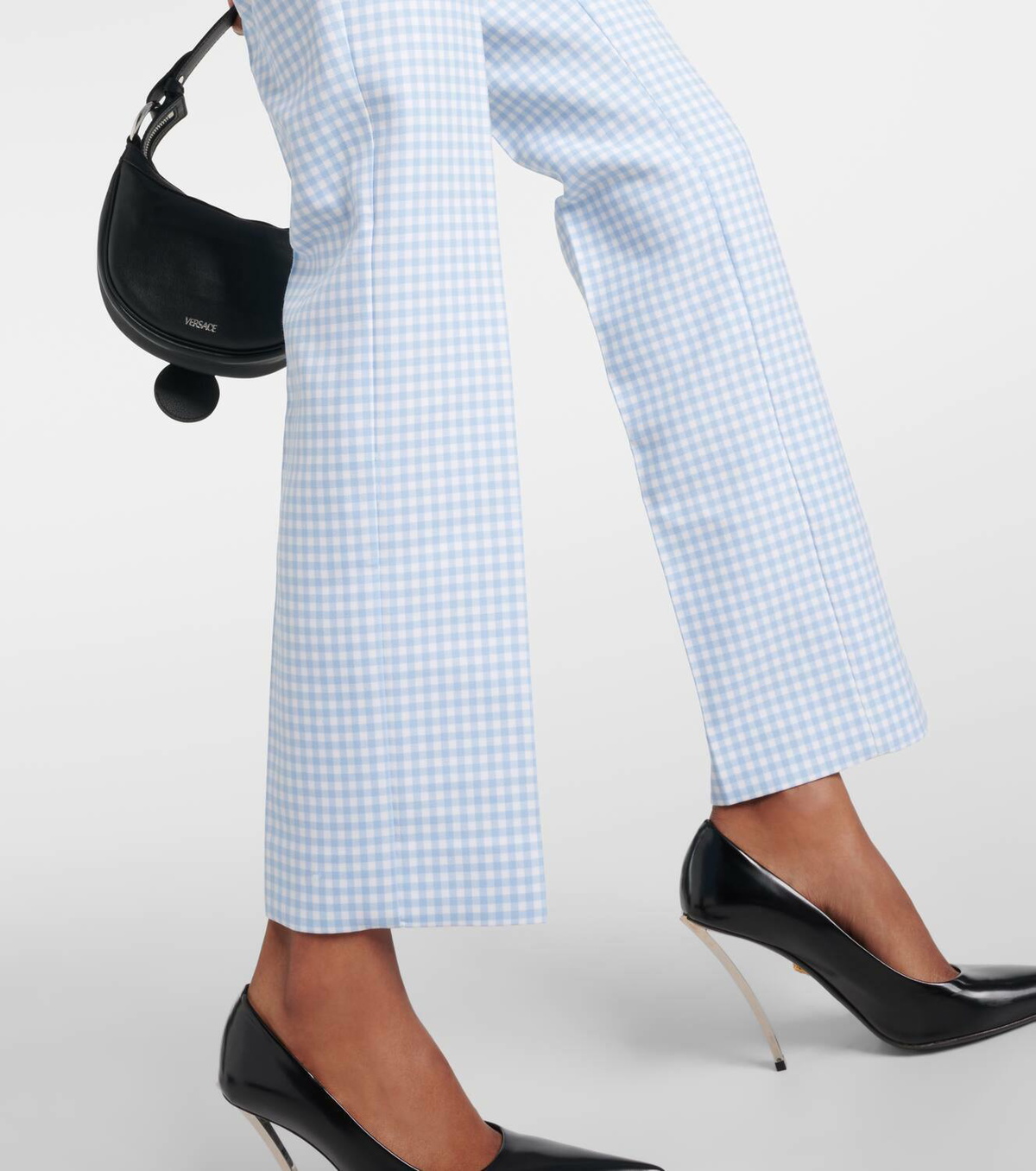 Versace Gingham virgin wool straight pants Versace