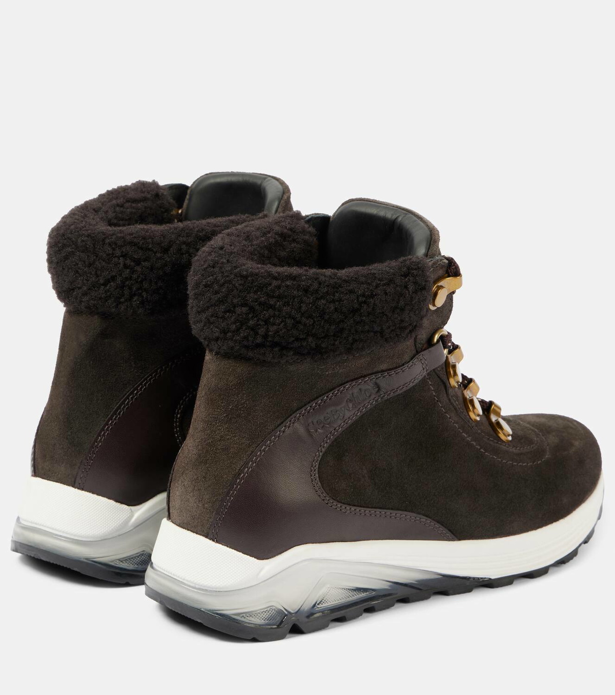 See By Chloé Brett shearling-trimmed suede hiking boots