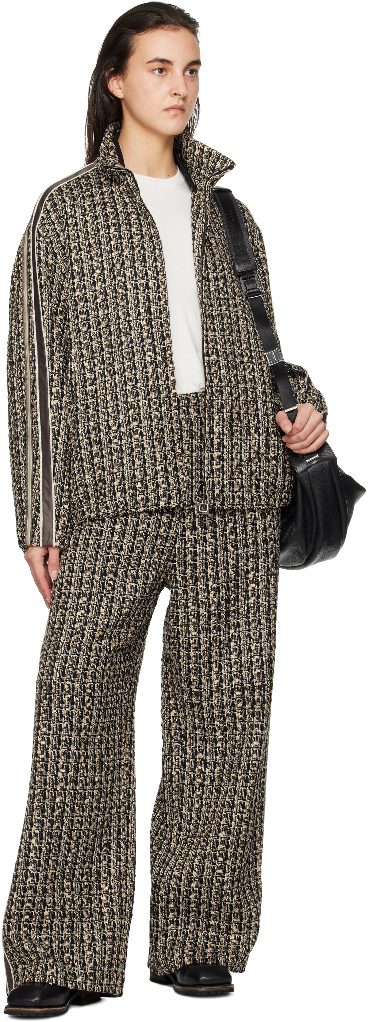 WOOYOUNGMI Gray & Black Tweed Banding Jacket