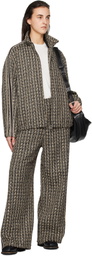 WOOYOUNGMI Gray & Black Tweed Banding Jacket